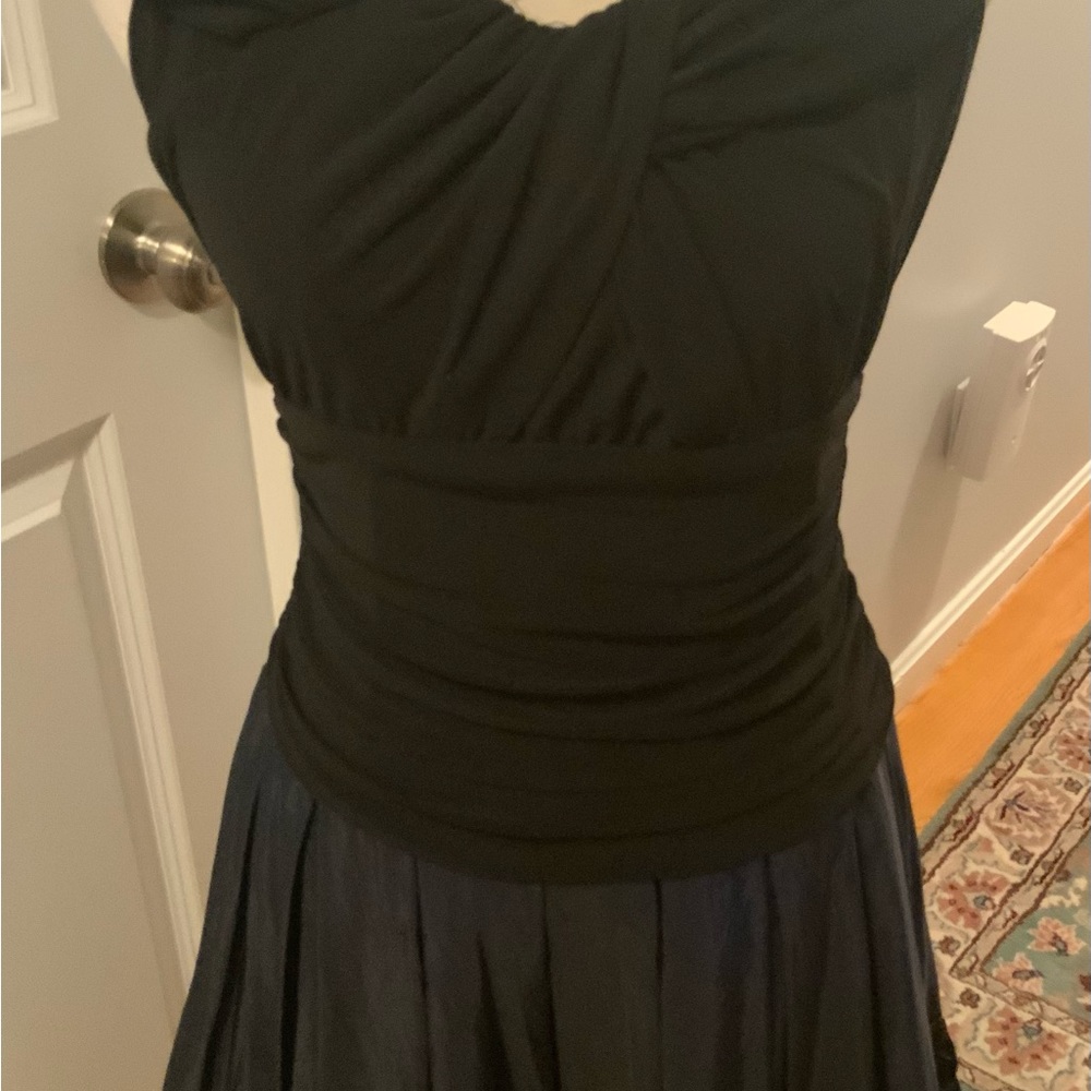NWOT Fashionable dress, sleeveless, black with blue decorative bottom. Size 10 - Picture 5 of 10